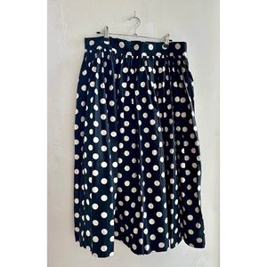 H&M Skirt - Flared Cotton Skirt, Black-White Dotted, Size 12